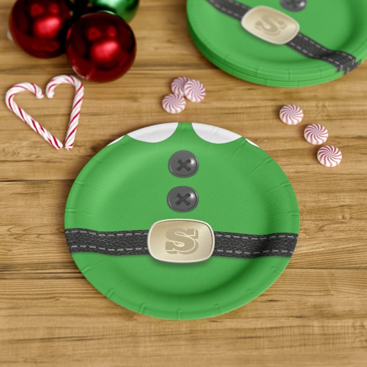 Assiettes En Carton Costume Elfe Vert de Noël Monogrammes Plaques de p