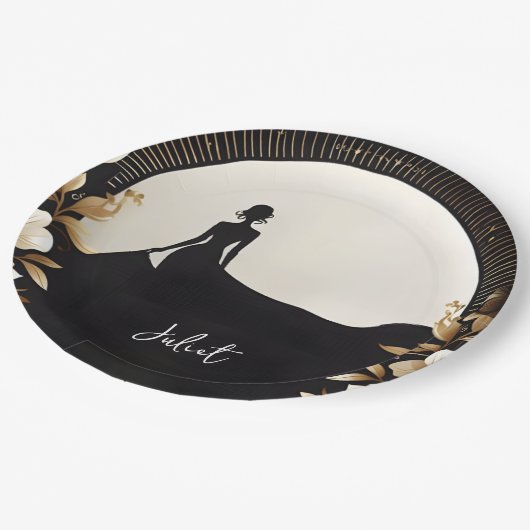 Assiettes En Carton Costume Hommes Tuxedo Bold Cravate noire Fête des (Angle)