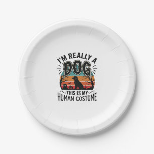 Assiettes En Carton Costume Humain Chien Drôle Halloween Vintage Chien