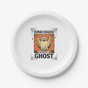 Assiettes En Carton Costume Humain Fantôme Humour Halloween Vintage_1