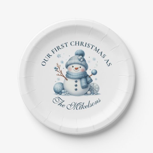 Assiettes En Carton Cosy Blue Rustic Christma (Devant)