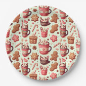 Assiettes En Carton Cosy Christmas Cocoa and Gingerpain Motif (Devant)