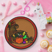 Assiettes En Carton Cosy Country Cornucopia sur Plaid (Fête)