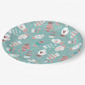 Assiettes En Carton Cosy hiver Noël Mittens Motif à Mint (Angle)