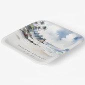 Assiettes En Carton Côte Bali Beach Palm Tree Mariage d'aquarelle (Angulaire)