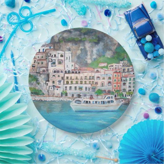 Assiettes En Carton Côte d'Amalfi - plaques à papier faites sur (Fête)