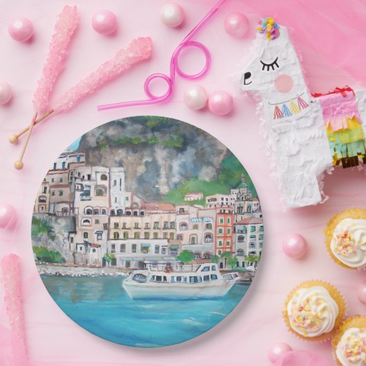 Assiettes En Carton Côte d'Amalfi - plaques à papier faites sur (Fête)