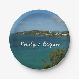 Assiettes En Carton Côte de Sainte-Lucie - Caraïbes Photo de vacances