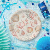 Assiettes En Carton Côtière rustique - Coquillages, Starfish, Reef (16 (Fête)