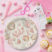 Assiettes En Carton Côtière rustique - Coquillages, Starfish, Reef (16 (Fête)