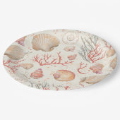 Assiettes En Carton Côtière rustique - Coquillages, Starfish, Reef (16 (Angle)