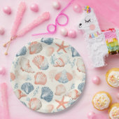 Assiettes En Carton Côtière rustique - Coquillages, Starfish, Reef (23 (Fête)
