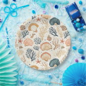 Assiettes En Carton Côtière rustique - Coquillages, Starfish, Reef (24 (Fête)