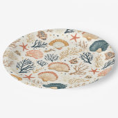 Assiettes En Carton Côtière rustique - Coquillages, Starfish, Reef (24 (Angle)