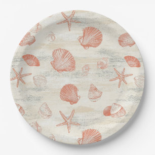 Assiettes En Carton Côtière rustique - Coquillages, Starfish, Reef (29