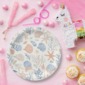 Assiettes En Carton Côtière rustique - Coquillages, Starfish, Reef (34 (Fête)