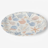Assiettes En Carton Côtière rustique - Coquillages, Starfish, Reef (34 (Angle)