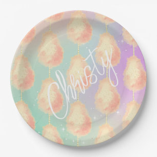 Assiettes En Carton Coton bonbon étoile poussière pêche turquoise viol