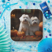 Assiettes En Carton Coton De Tulear Chiot Automne Citrouille délice (Fête)