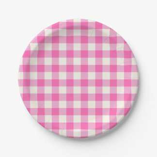 Assiettes En Carton Cottagecore En vichy rose