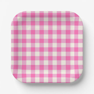 Assiettes En Carton Cottagecore En vichy rose