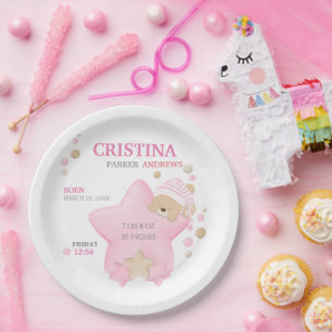 Assiettes En Carton Couchage mignon Ours en peluche Bébé Fille Naiss