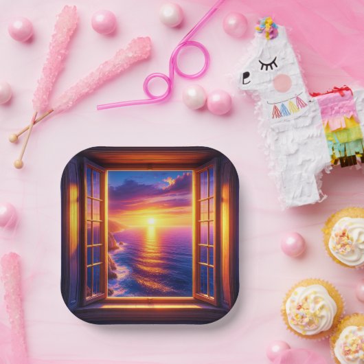 Assiettes En Carton Coucher de soleil (Fête)