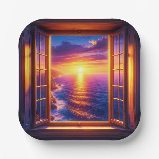 Assiettes En Carton Coucher de soleil (Recto)