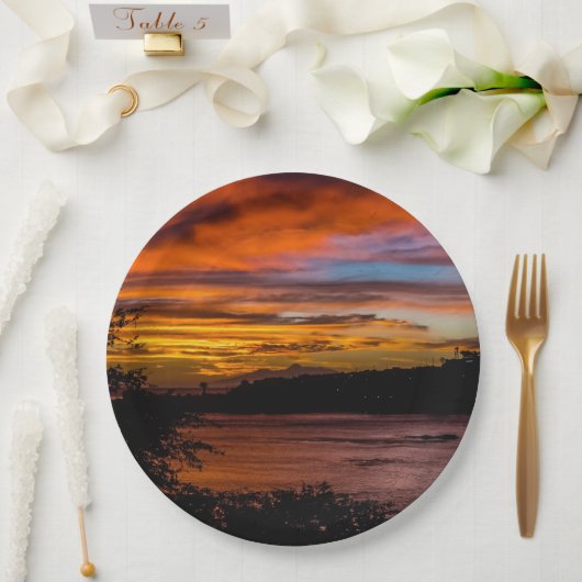 Assiettes En Carton Coucher de soleil à Praia, Cap Vert (Mariage)