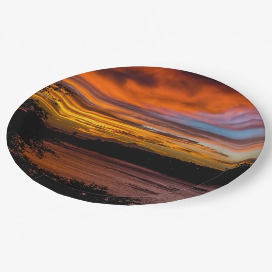 Assiettes En Carton Coucher de soleil à Praia, Cap Vert (Angle)