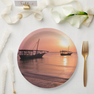 Assiettes En Carton Coucher de soleil à Zanzibar