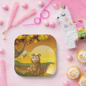 Assiettes En Carton Coucher de soleil de l'ours Brown (Fête)
