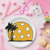 Assiettes En Carton Coucher de soleil de Pickleball Beach (Fête)