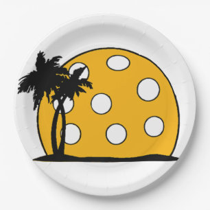 Assiettes En Carton Coucher de soleil de Pickleball Beach