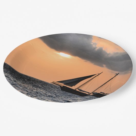 Assiettes En Carton Coucher de soleil des îles Caïmans (Angle)