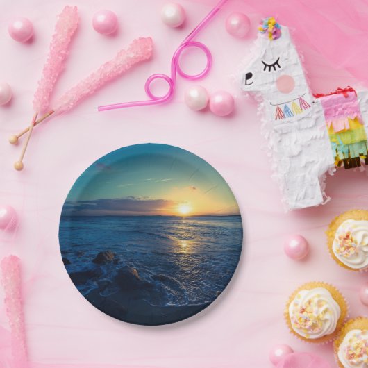 Assiettes En Carton Coucher de soleil Ocean Horizon (Fête)