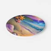 Assiettes En Carton Coucher de soleil sur la plage de l'Imaginaire tro (Angle)