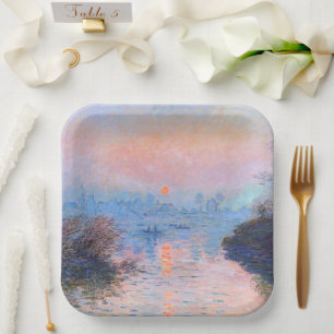 Assiettes En Carton Coucher de soleil sur la Seine Claude Monet