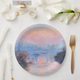 Assiettes En Carton Coucher de soleil sur la Seine Claude Monet