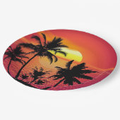Assiettes En Carton Coucher de soleil tropical (Angle)