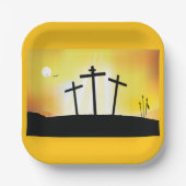 Assiettes En Carton Coucher du soleil Croix religieuse (Recto)