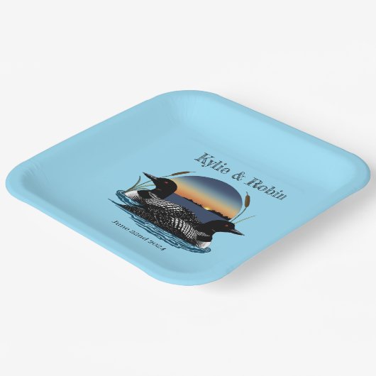 Assiettes En Carton Couchers de soleil bleu sur les huards (Angulaire)