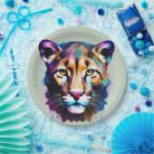 Assiettes En Carton Cougar Color Splash Art Abstrait, (Fête)