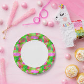 Assiettes En Carton Couleur abstraite peinte en jaune, rose (Fête)