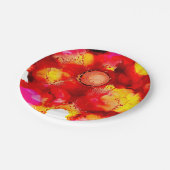 Assiettes En Carton Couleur Abstraite rouge et rose (Angle)