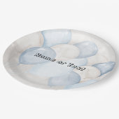 Assiettes En Carton Couleur Aquarelle Bleue Bleu Blancs (Angle)