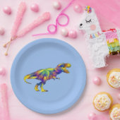 Assiettes En Carton Couleur Couleur T Rex Psychedelic Dinosaur Art (Fête)