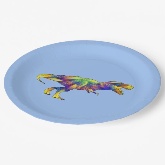 Assiettes En Carton Couleur Couleur T Rex Psychedelic Dinosaur Art (Angle)