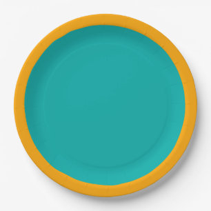 Assiettes En Carton Couleur d'accent de turquoise de paon prête à