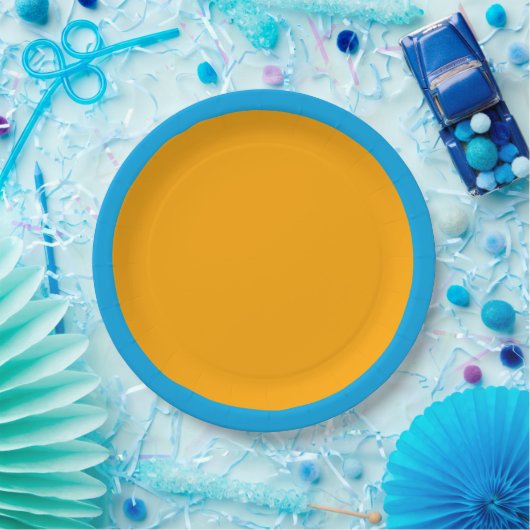 Assiettes En Carton Couleur d'accentuation jaune soleil prête à Custom (Fête)